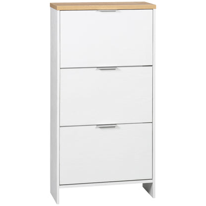 Shoe Cabinet, Shoe Rack, 3 Drop Leaf Doors, Adjustable Shelves, for Entryway, Hallway, 60 x 24 x 120 cm, White