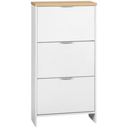 Shoe Cabinet, Shoe Rack, 3 Drop Leaf Doors, Adjustable Shelves, for Entryway, Hallway, 60 x 24 x 120 cm, White