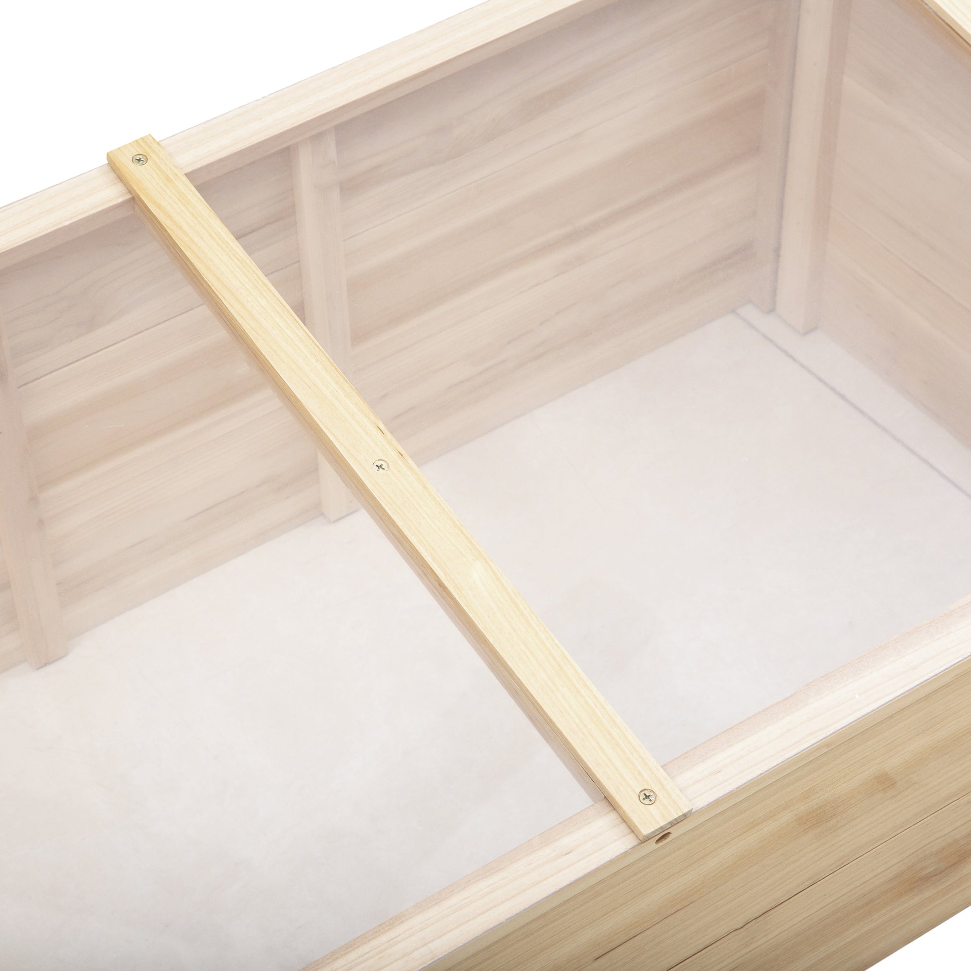 Wooden Greenhouse Cold Frame Planter Box Garden & Planting System for Garden Balcony, 100 x 50 x 35 cm, Natural, Fir Wood, PC Panel