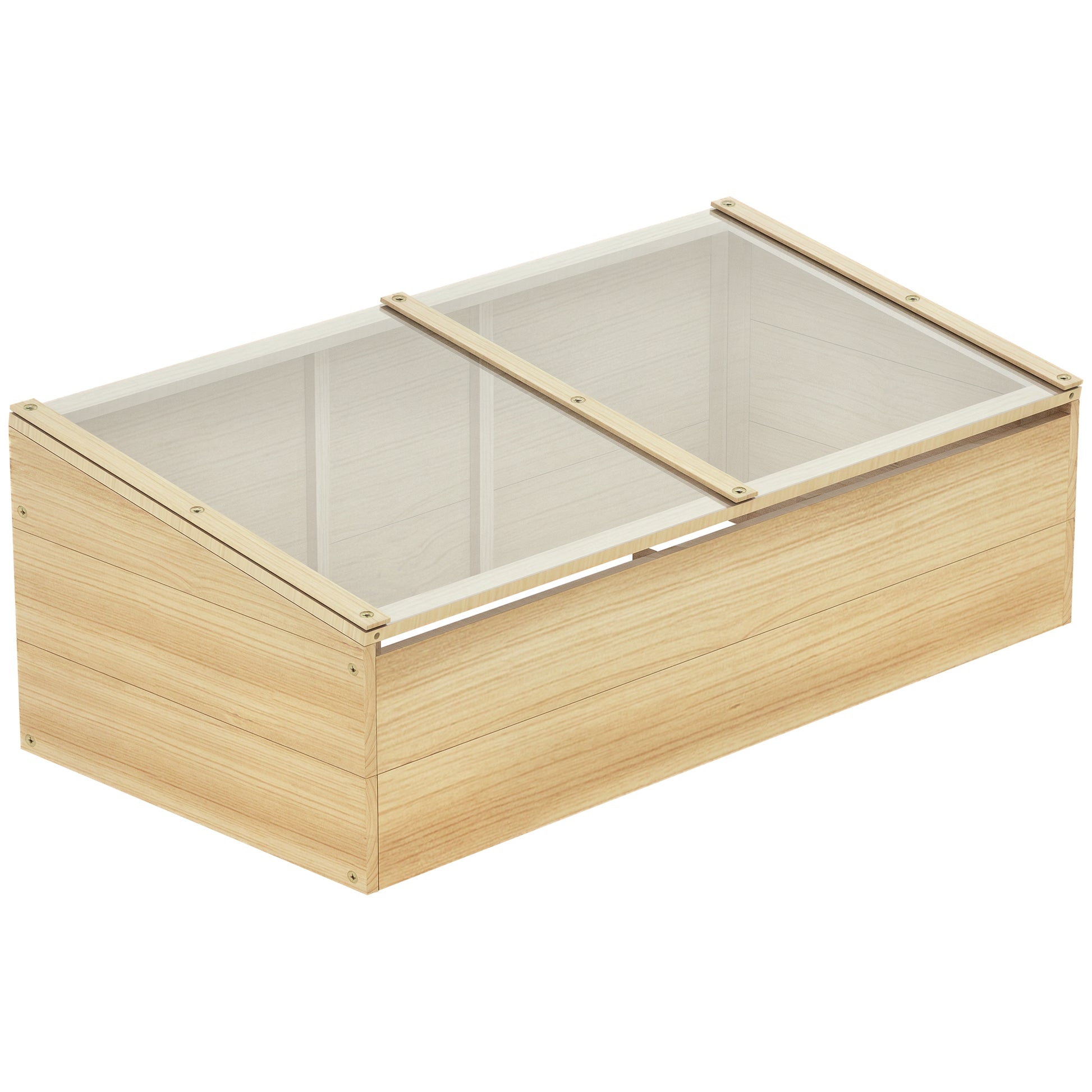 Wooden Greenhouse Cold Frame Planter Box Garden & Planting System for Garden Balcony, 100 x 50 x 35 cm, Natural, Fir Wood, PC Panel