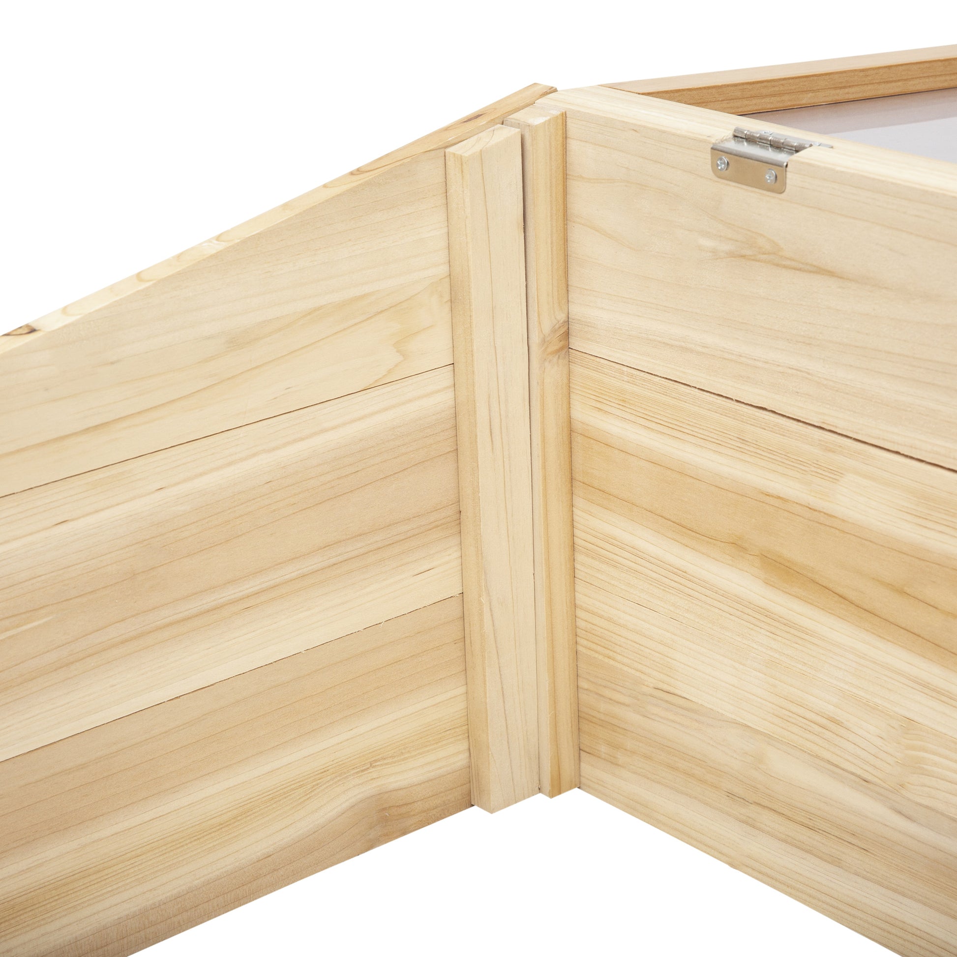 Wooden Greenhouse Cold Frame Planter Box Garden & Planting System for Garden Balcony, 100 x 50 x 35 cm, Natural, Fir Wood, PC Panel