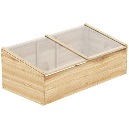 Wooden Greenhouse Cold Frame Planter Box Garden & Planting System for Garden Balcony, 100 x 50 x 35 cm, Natural, Fir Wood, PC Panel