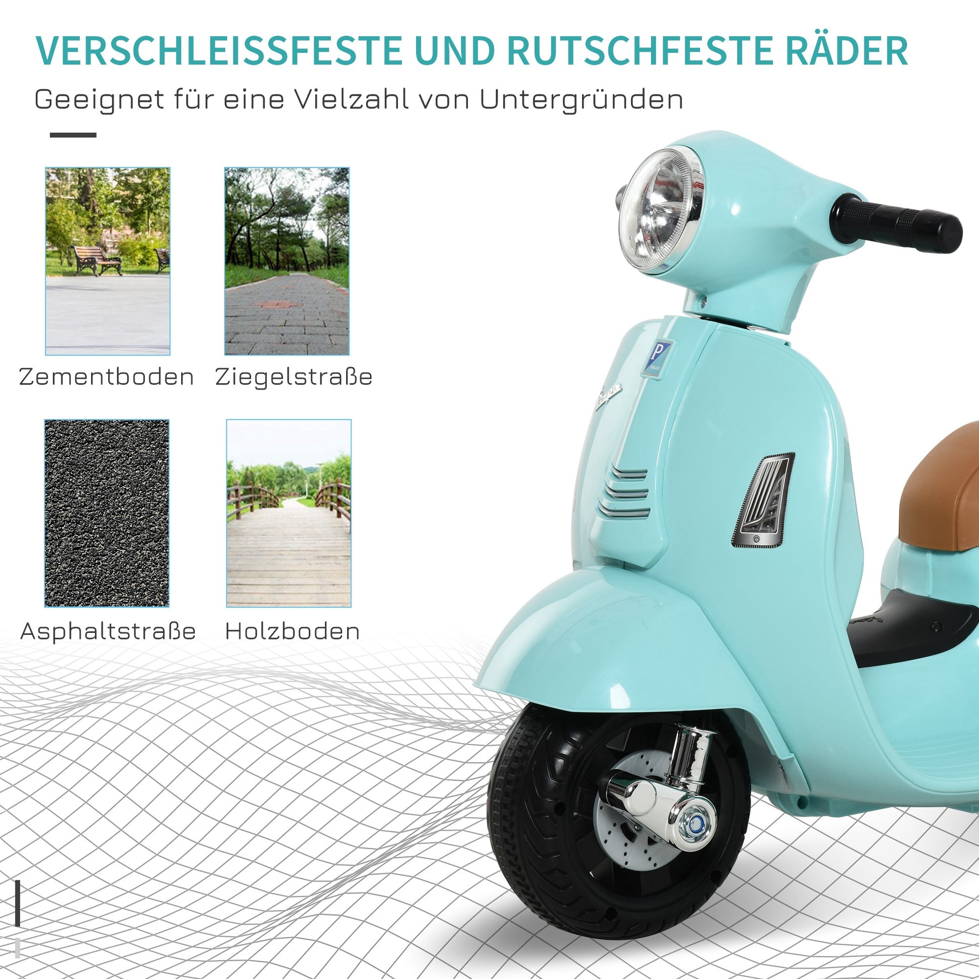Electric Kids Vespa Motorcycle with LED Light, Sound, Children's Electric Motorcycle for Kids 18-36 Months Green