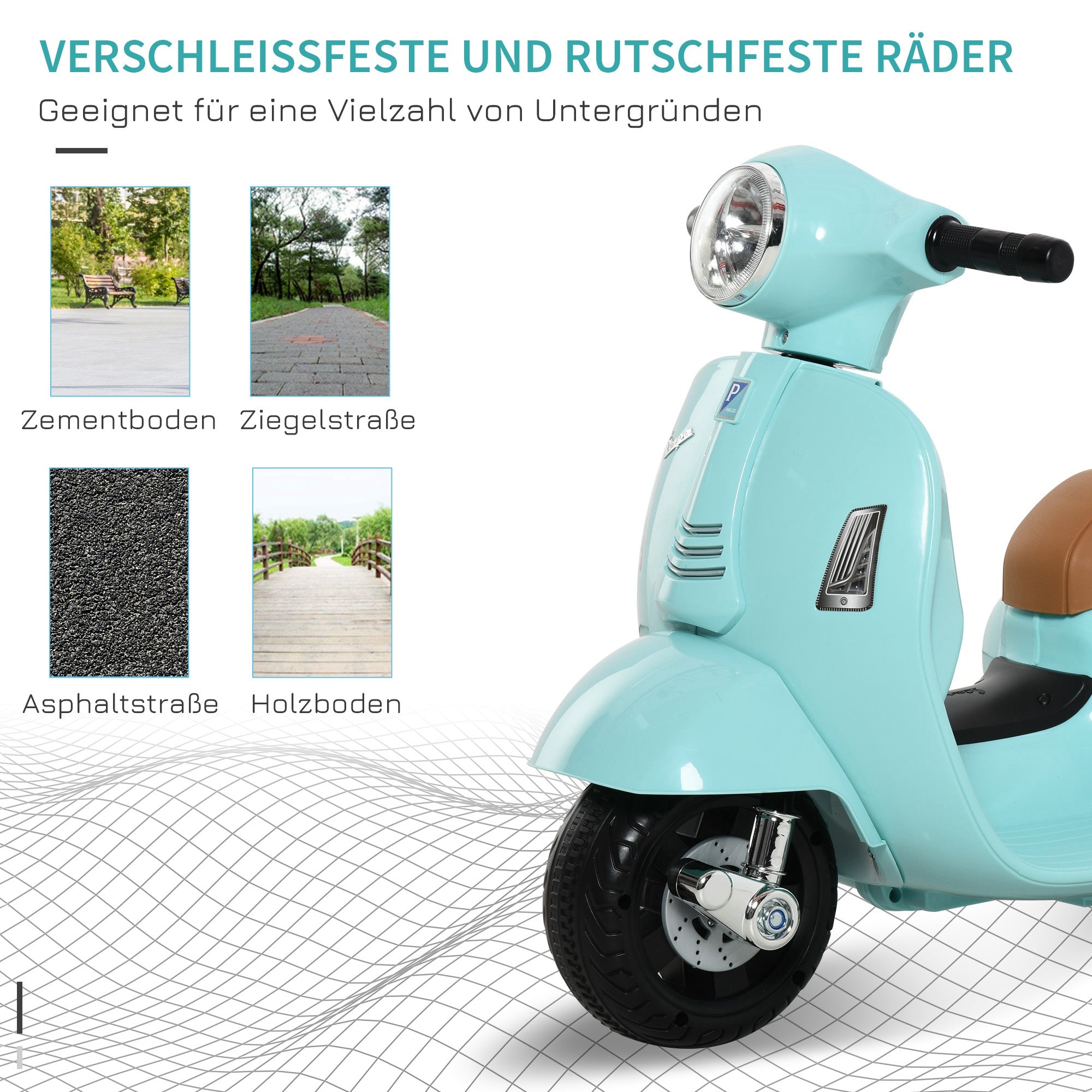 Electric Kids Vespa Motorcycle with LED Light, Sound, Children's Electric Motorcycle for Kids 18-36 Months Green