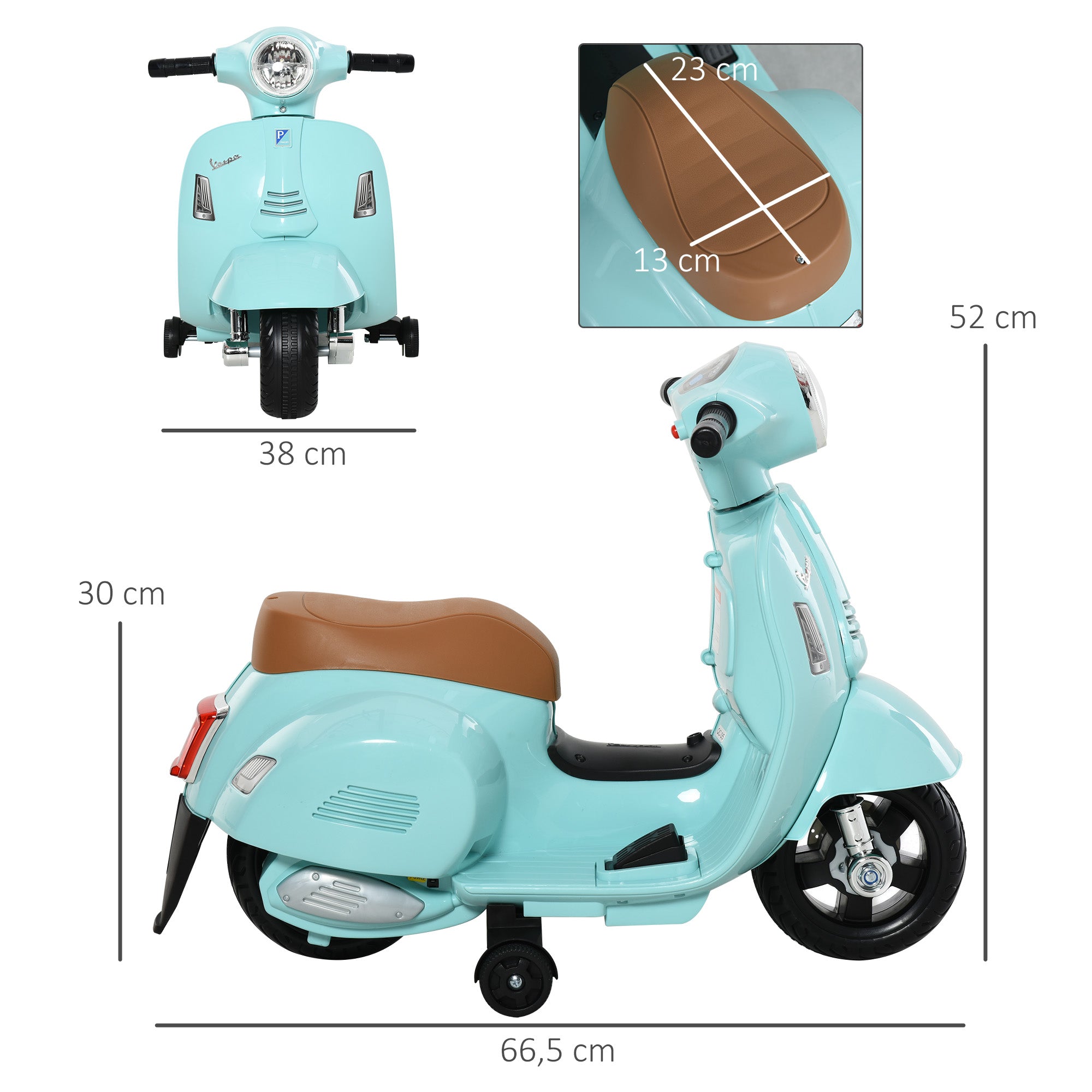 Electric Kids Vespa Motorcycle with LED Light, Sound, Children's Electric Motorcycle for Kids 18-36 Months Green