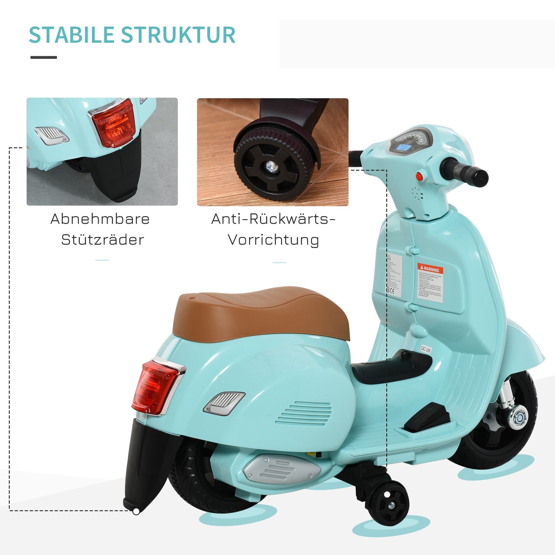 Electric Kids Vespa Motorcycle with LED Light, Sound, Children's Electric Motorcycle for Kids 18-36 Months Green