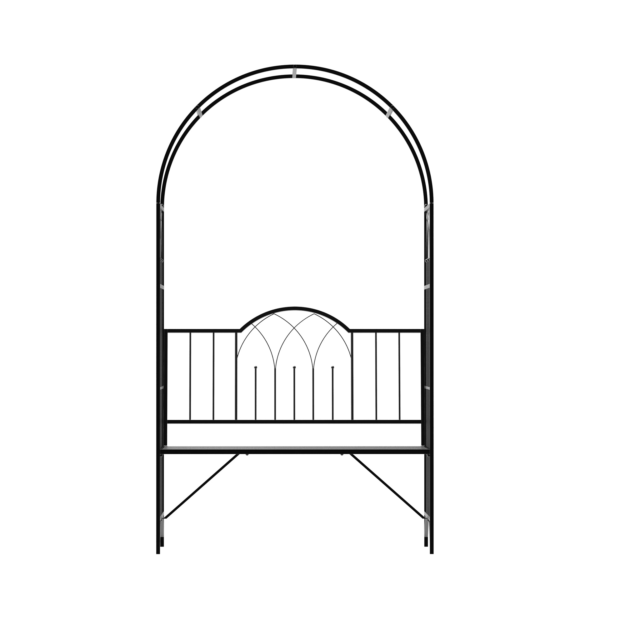 Metal Rose Arch Climbing Plant Support Garden Arch with Bench Top Arch Arbor Climbing Arch for Roses Arch Trellis Rose Support for Garden 115 x 59 x 203 cm Black