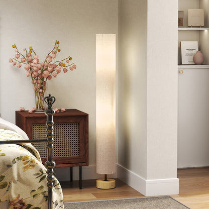Floor Lamp with Contemporary Linen Lampshade, Foot Switch, 2 x E27 Bulb Socket, Living Room, Bedroom, Office, 120 cm, Gray