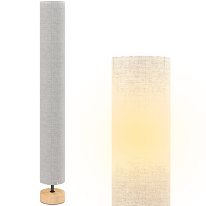 Floor Lamp with Contemporary Linen Lampshade, Foot Switch, 2 x E27 Bulb Socket, Living Room, Bedroom, Office, 120 cm, Gray