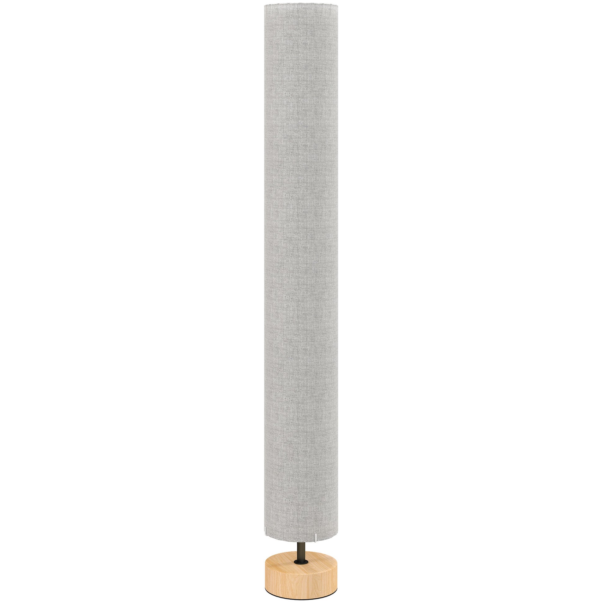Floor Lamp with Contemporary Linen Lampshade, Foot Switch, 2 x E27 Bulb Socket, Living Room, Bedroom, Office, 120 cm, Gray