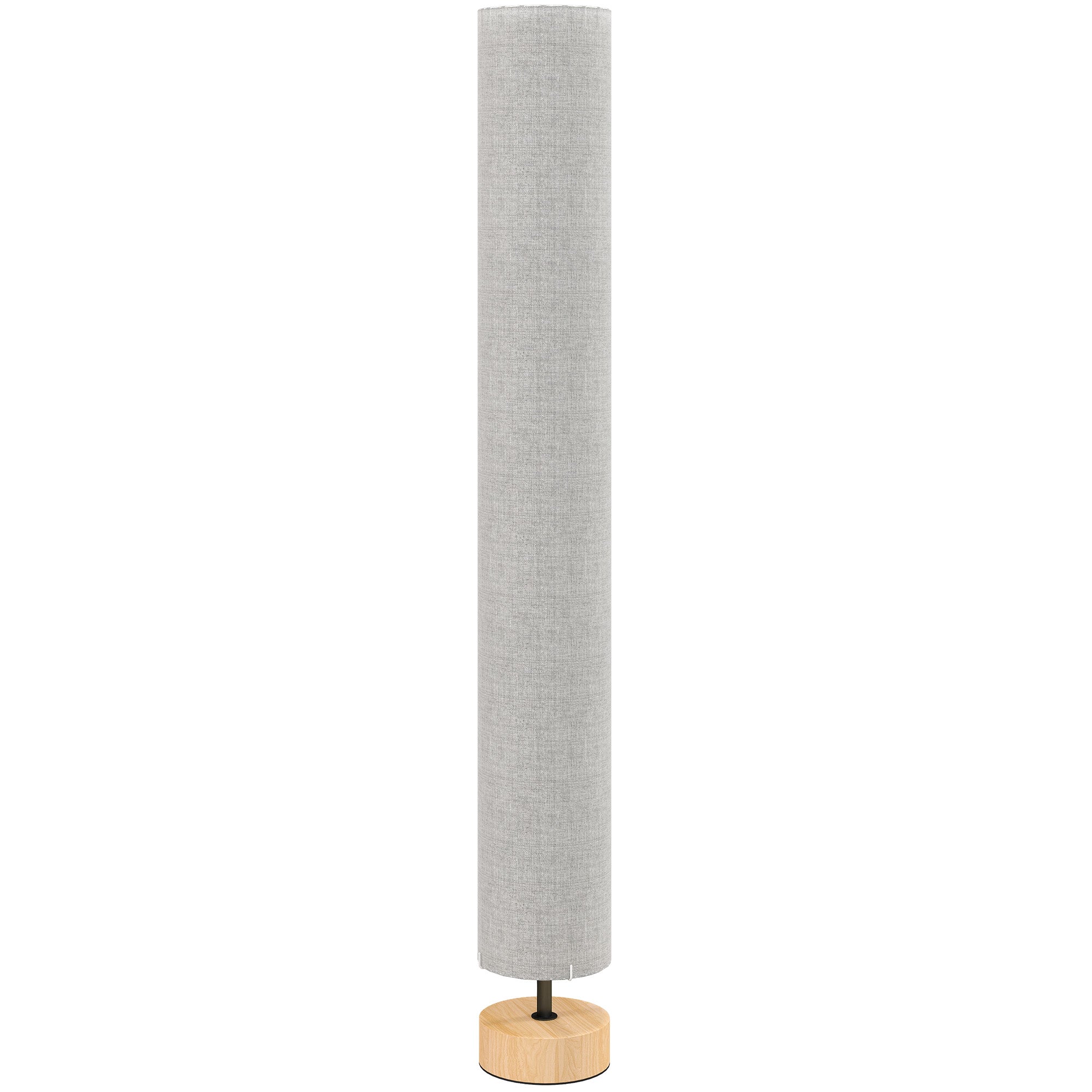 Floor Lamp with Contemporary Linen Lampshade, Foot Switch, 2 x E27 Bulb Socket, Living Room, Bedroom, Office, 120 cm, Gray