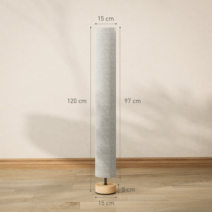 Floor Lamp with Contemporary Linen Lampshade, Foot Switch, 2 x E27 Bulb Socket, Living Room, Bedroom, Office, 120 cm, Gray