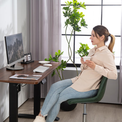 Armless Office Chair without Wheels, Swivel Desk Chair with Steel Base, Adjustable Height, Ergonomic Faux Leather Chair, Green