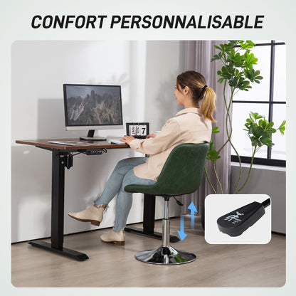 Armless Office Chair without Wheels, Swivel Desk Chair with Steel Base, Adjustable Height, Ergonomic Faux Leather Chair, Green