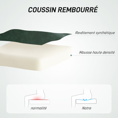 Armless Office Chair without Wheels, Swivel Desk Chair with Steel Base, Adjustable Height, Ergonomic Faux Leather Chair, Green