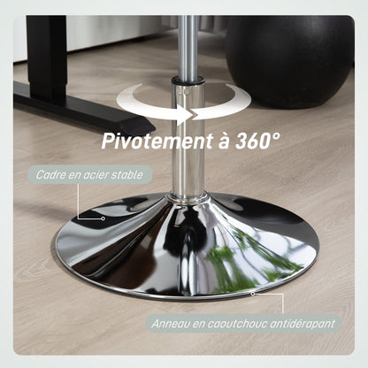 Armless Office Chair without Wheels, Swivel Desk Chair with Steel Base, Adjustable Height, Ergonomic Faux Leather Chair, Green