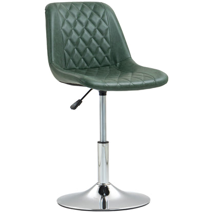 Armless Office Chair without Wheels, Swivel Desk Chair with Steel Base, Adjustable Height, Ergonomic Faux Leather Chair, Green
