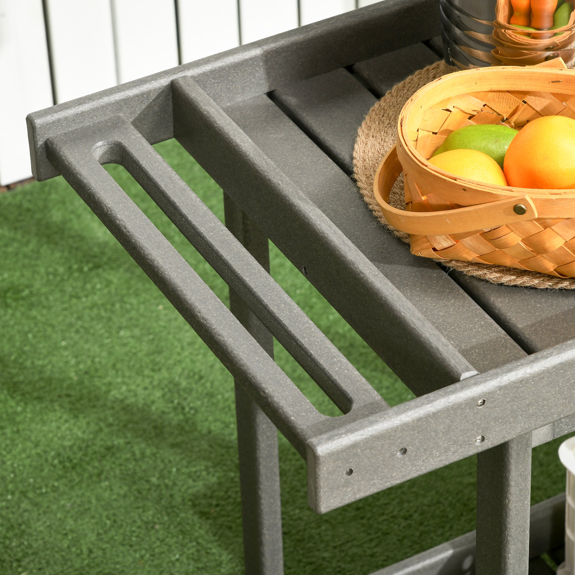 Serving Cart, Barbecue Trolley with Towel Holder, Garden Rolling Cart with 2 Shelves, Outdoor Multifunction Table with Wheels, for Garden, Balcony, 87 x 50 x 80cm