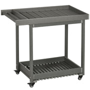 Serving Cart, Barbecue Trolley with Towel Holder, Garden Rolling Cart with 2 Shelves, Outdoor Multifunction Table with Wheels, for Garden, Balcony, 87 x 50 x 80cm