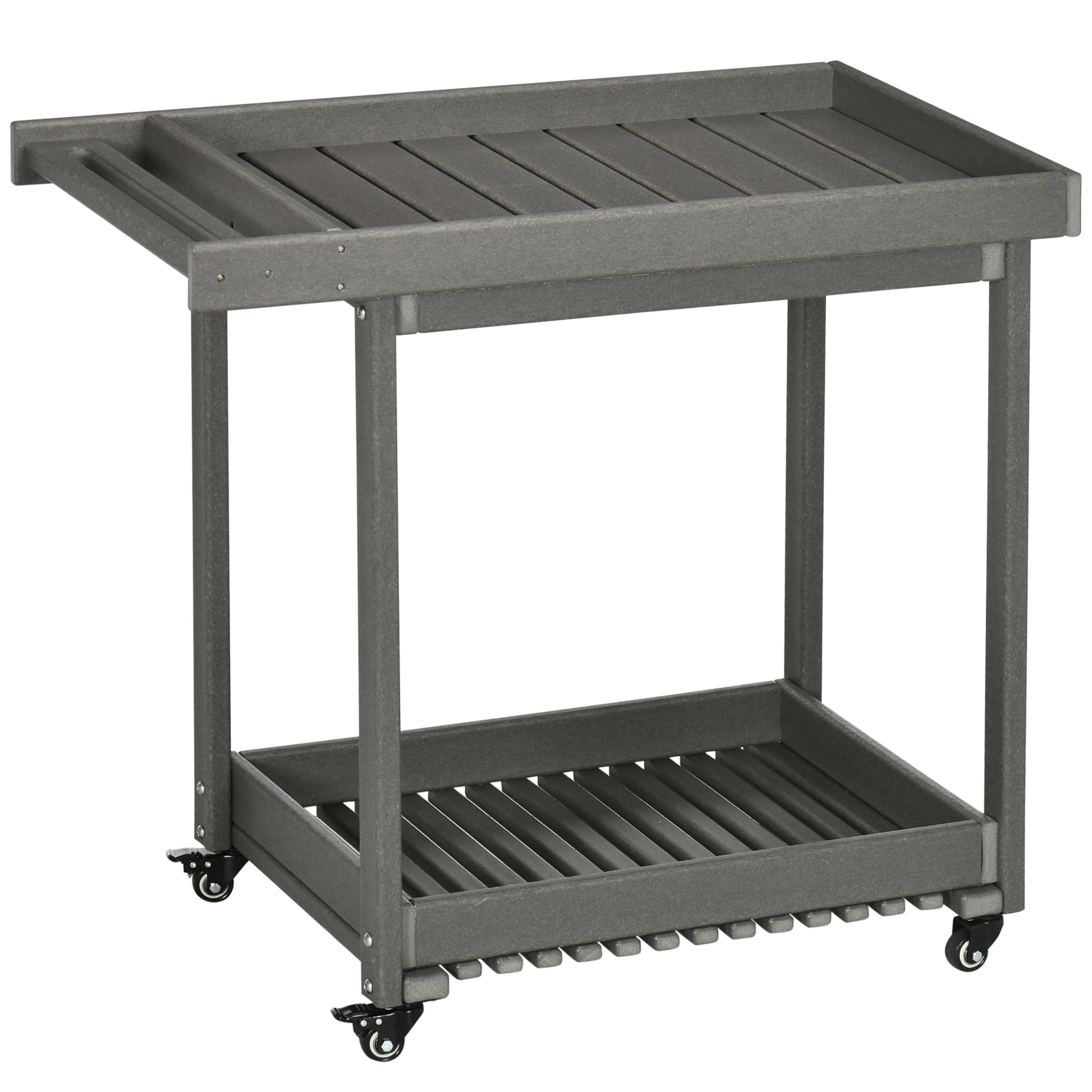 Serving Cart, Barbecue Trolley with Towel Holder, Garden Rolling Cart with 2 Shelves, Outdoor Multifunction Table with Wheels, for Garden, Balcony, 87 x 50 x 80cm