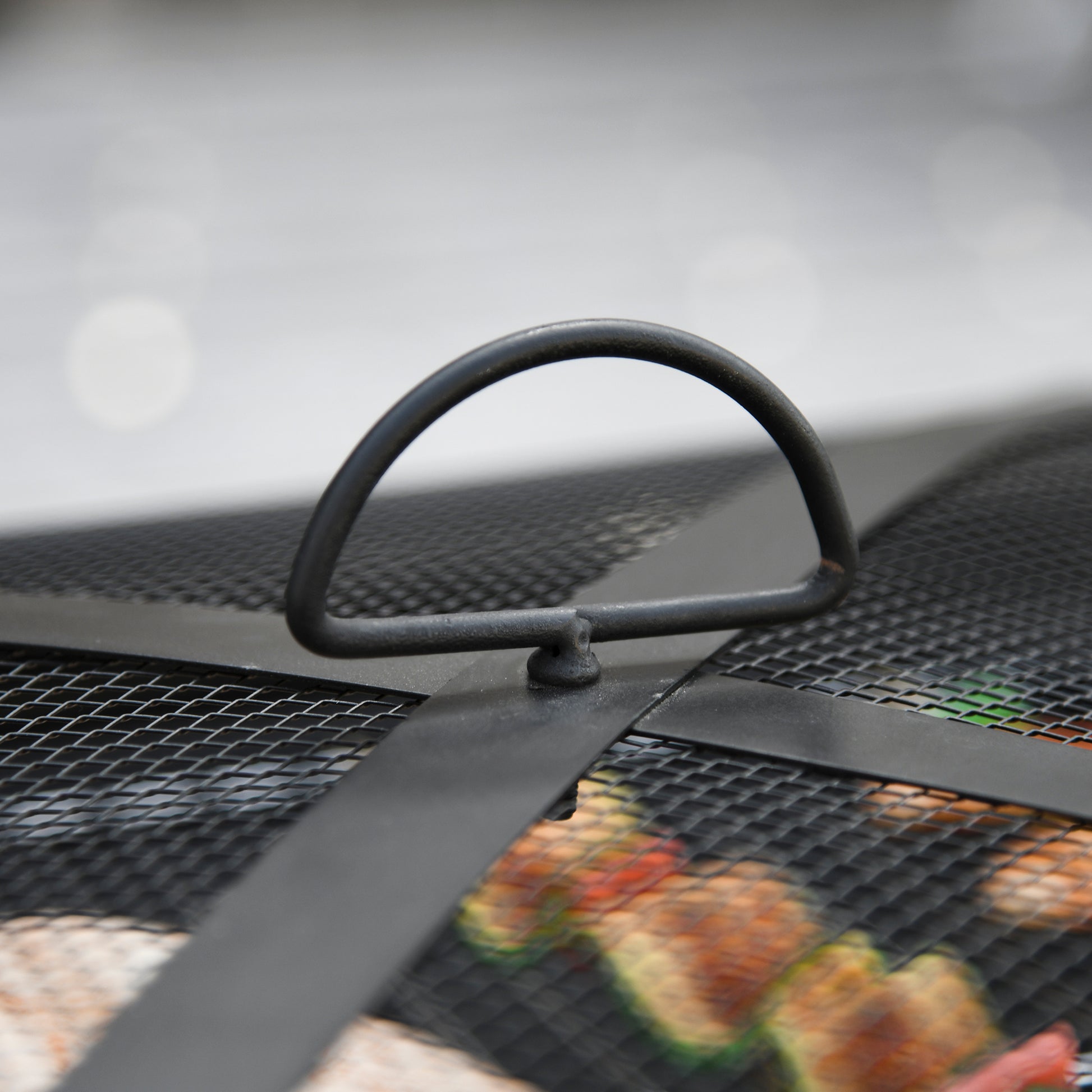3-in-1 Fire Pit Fire Basket Fire Pit with Spark Protection Grill Grate Ice Bucket Garden BBQ Black 76cm x 76cm x 47cm