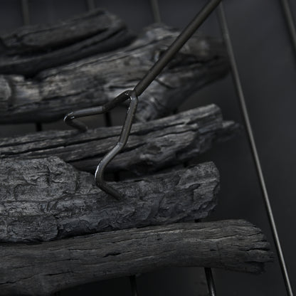 3-in-1 Fire Pit Fire Basket Fire Pit with Spark Protection Grill Grate Ice Bucket Garden BBQ Black 76cm x 76cm x 47cm