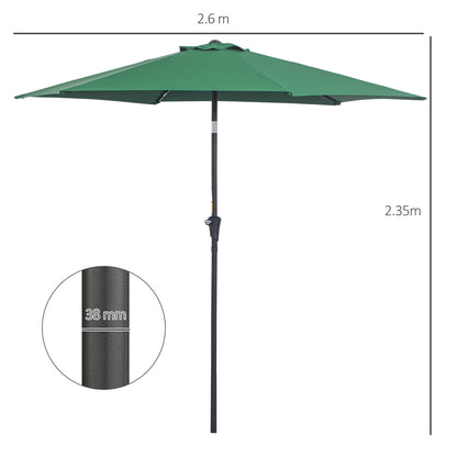 Cantilever Umbrella Garden Umbrella Market Umbrella with Hand Crank Alu 180 g/m² Polyester Dark Green ∅2.6 x 2.35 m