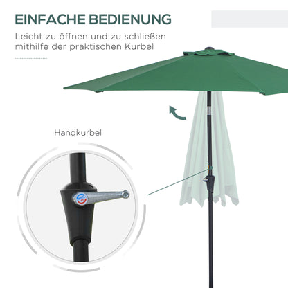 Cantilever Umbrella Garden Umbrella Market Umbrella with Hand Crank Alu 180 g/m² Polyester Dark Green ∅2.6 x 2.35 m