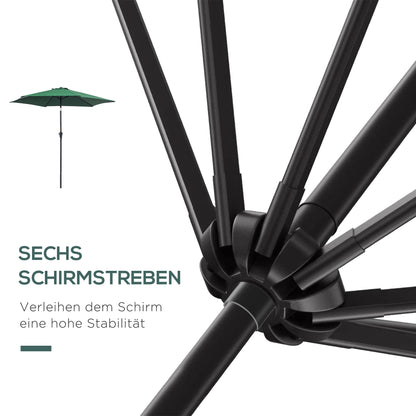 Cantilever Umbrella Garden Umbrella Market Umbrella with Hand Crank Alu 180 g/m² Polyester Dark Green ∅2.6 x 2.35 m