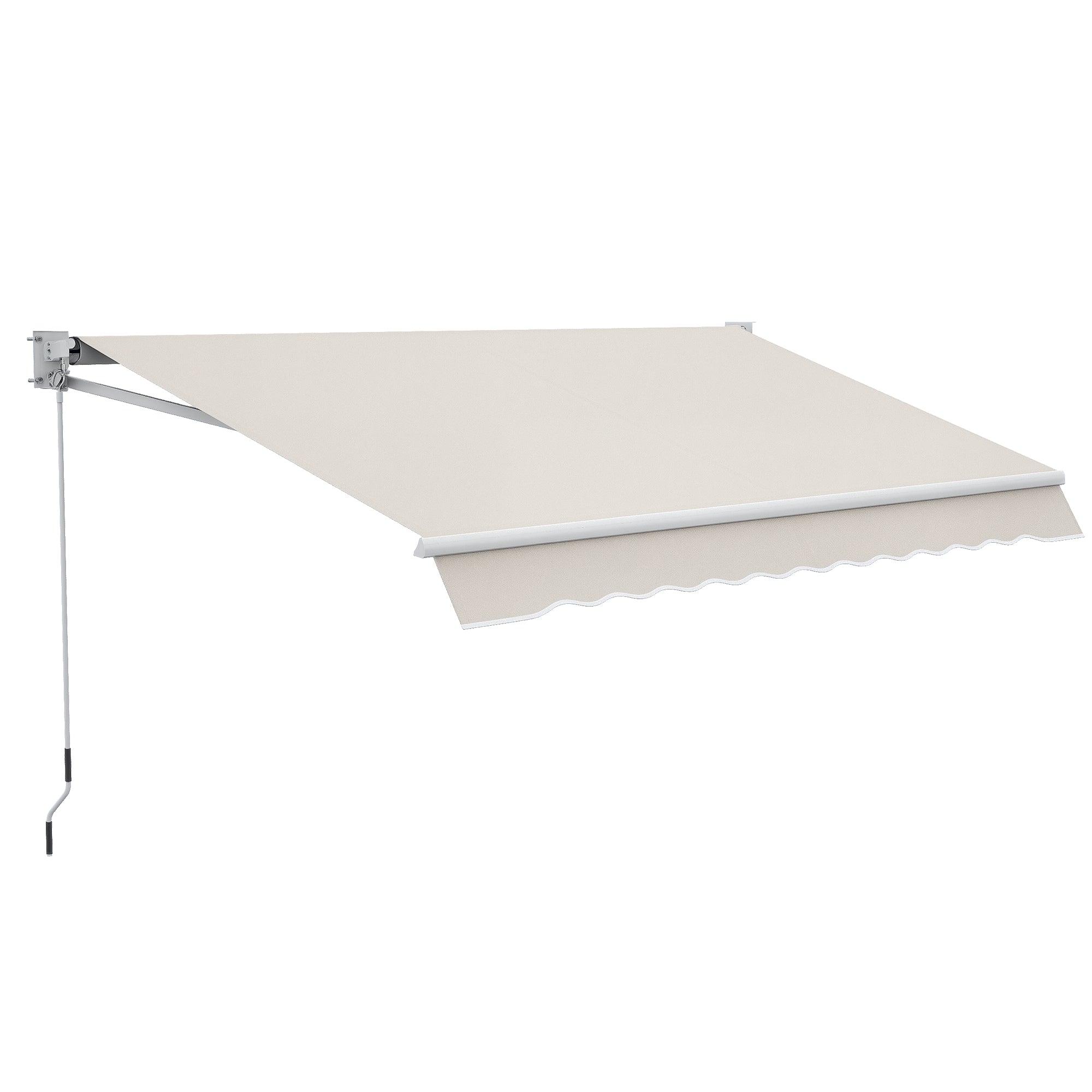 Manual Retractable Awning 200x250 cm Balcony Awning with Metal Crank Waterproof and Anti-UV Exterior Roller Awning for Garden Terrace Windows Cream