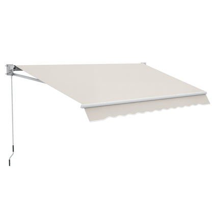 Manual Retractable Awning 200x250 cm Balcony Awning with Metal Crank Waterproof and Anti-UV Exterior Roller Awning for Garden Terrace Windows Cream