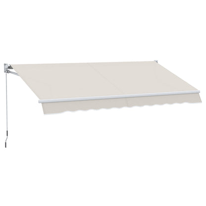 Manual Retractable Awning 200x250 cm Balcony Awning with Metal Crank Waterproof and Anti-UV Exterior Roller Awning for Garden Terrace Windows Cream