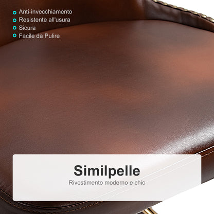 Set of 2 High Bar Stools in Industrial Style with Backrest and Footrest, Faux Leather Seat and Wooden Legs, Vintage Stools for Kitchen and Restaurant, 52x53x101cm