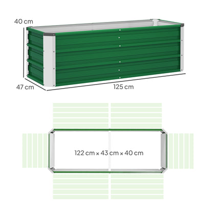 Raised Bed made of Steel Garden Planter Flower Box Flower Pot with Gloves Green 125 x 47 x 40 cm