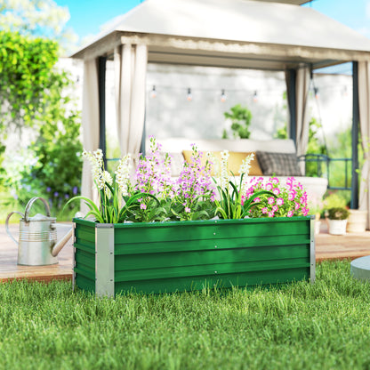 Raised Bed made of Steel Garden Planter Flower Box Flower Pot with Gloves Green 125 x 47 x 40 cm