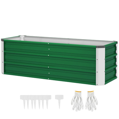 Raised Bed made of Steel Garden Planter Flower Box Flower Pot with Gloves Green 125 x 47 x 40 cm