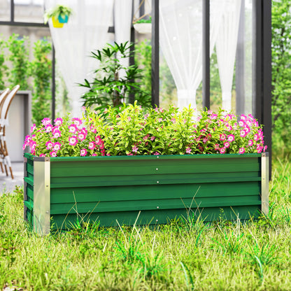 Raised Bed made of Steel Garden Planter Flower Box Flower Pot with Gloves Green 125 x 47 x 40 cm