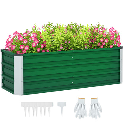Raised Bed made of Steel Garden Planter Flower Box Flower Pot with Gloves Green 125 x 47 x 40 cm