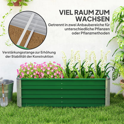 Raised Bed made of Steel Garden Planter Flower Box Flower Pot with Gloves Green 125 x 47 x 40 cm