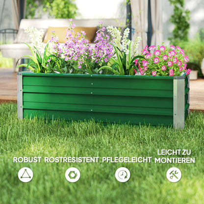 Raised Bed made of Steel Garden Planter Flower Box Flower Pot with Gloves Green 125 x 47 x 40 cm
