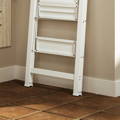 Step Ladder Stand with 2 Steps Anti-Slip Folding Step Stool with Handle up to 150 kg Load Lightweight Aluminum Ladder 41.5 x 49.7 x 82.6 cm White