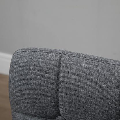 Set of 2 Bar Stools with Backrest and Footrest, Fabric Upholstered Seat and Wooden Legs, 41.5x47x97.5, Gray