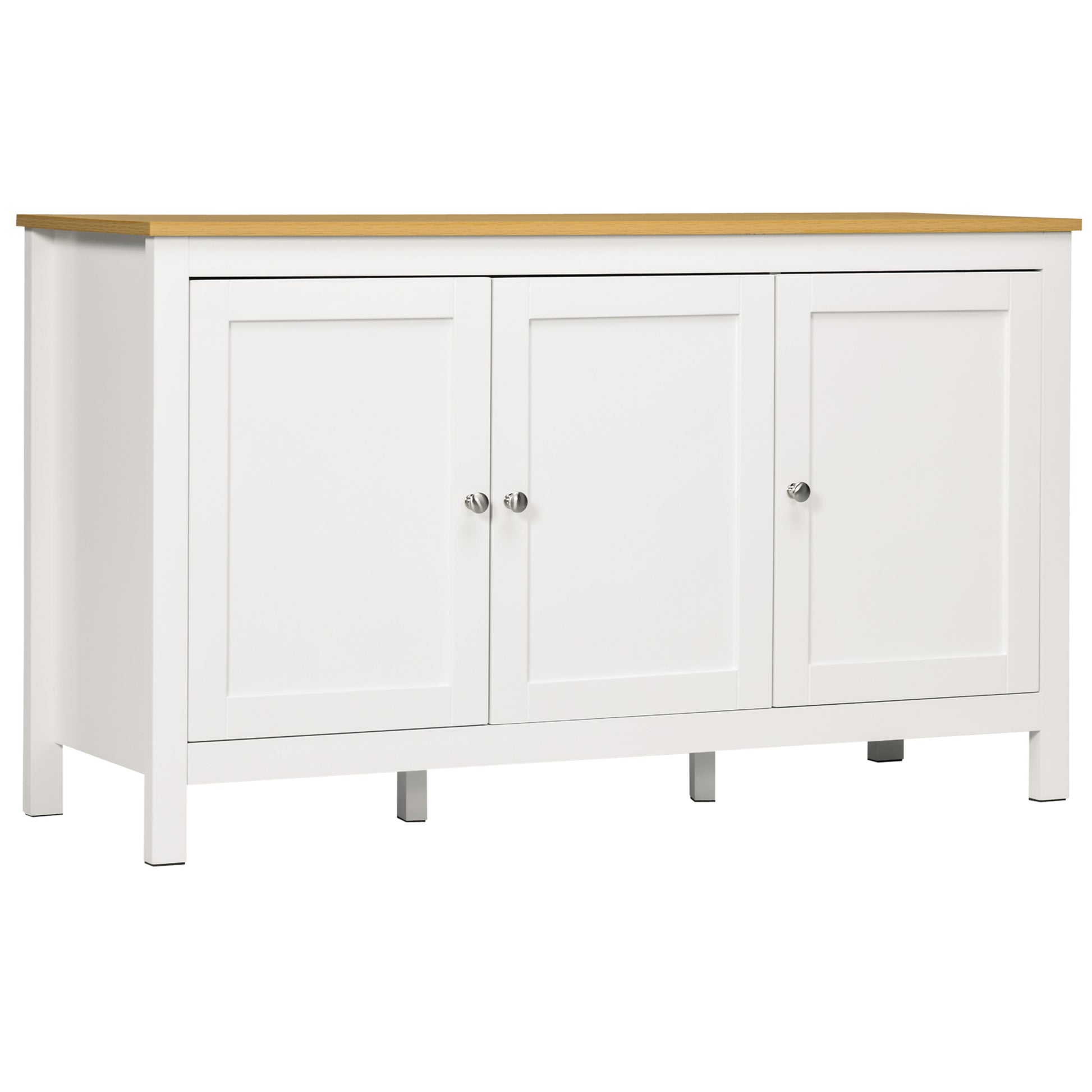 Kitchen Sideboard with 3 Doors Buffet Cabinet with Adjustable Shelves for Dining Room Modern Style 120x40x70 cm White