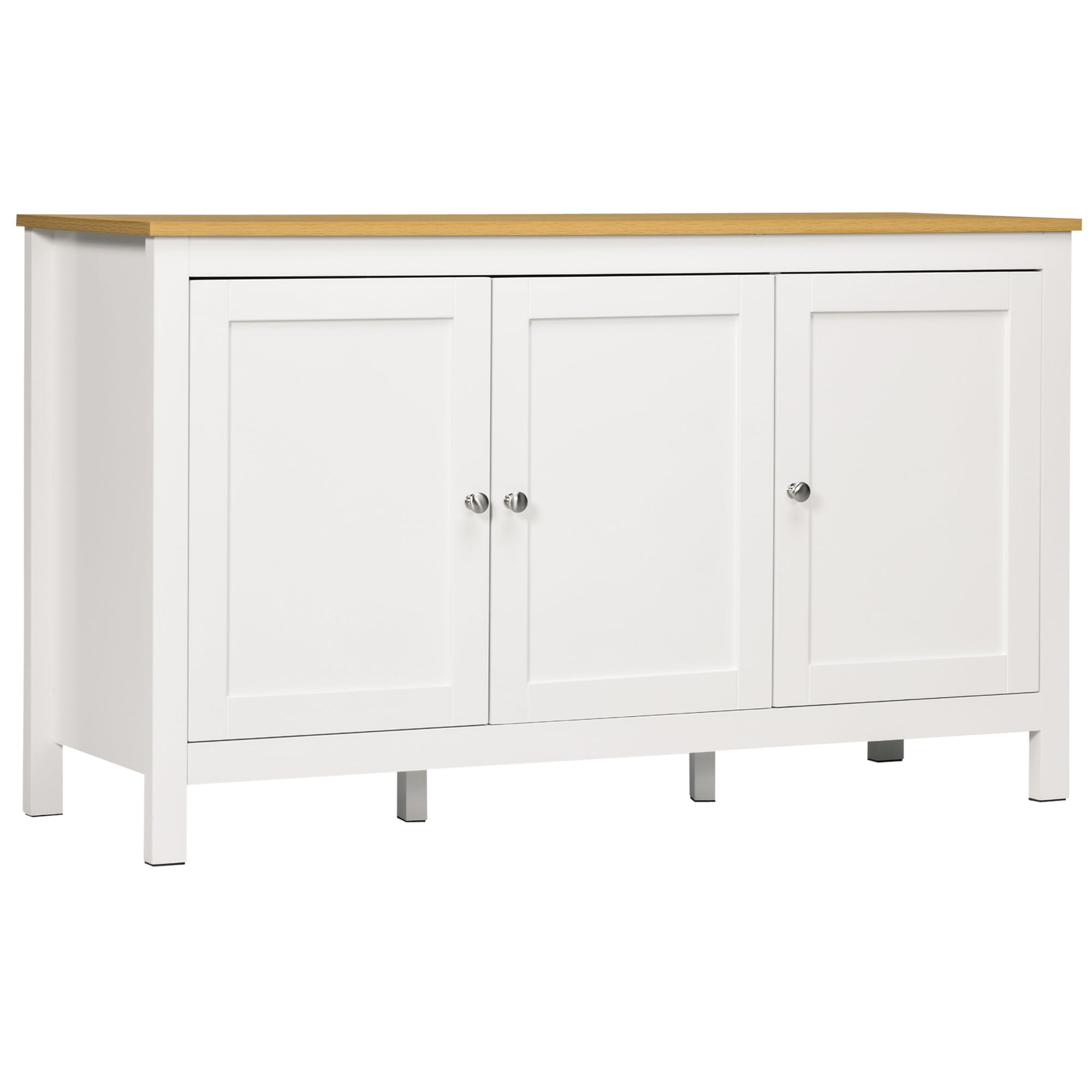 Kitchen Sideboard with 3 Doors Buffet Cabinet with Adjustable Shelves for Dining Room Modern Style 120x40x70 cm White