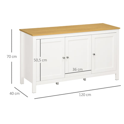 Kitchen Sideboard with 3 Doors Buffet Cabinet with Adjustable Shelves for Dining Room Modern Style 120x40x70 cm White