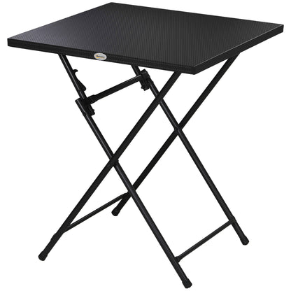 Square Foldable Table with Non-Slip Feet, Outdoor Steel Table, 60x60x71 cm, Black