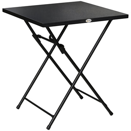 Square Foldable Table with Non-Slip Feet, Outdoor Steel Table, 60x60x71 cm, Black