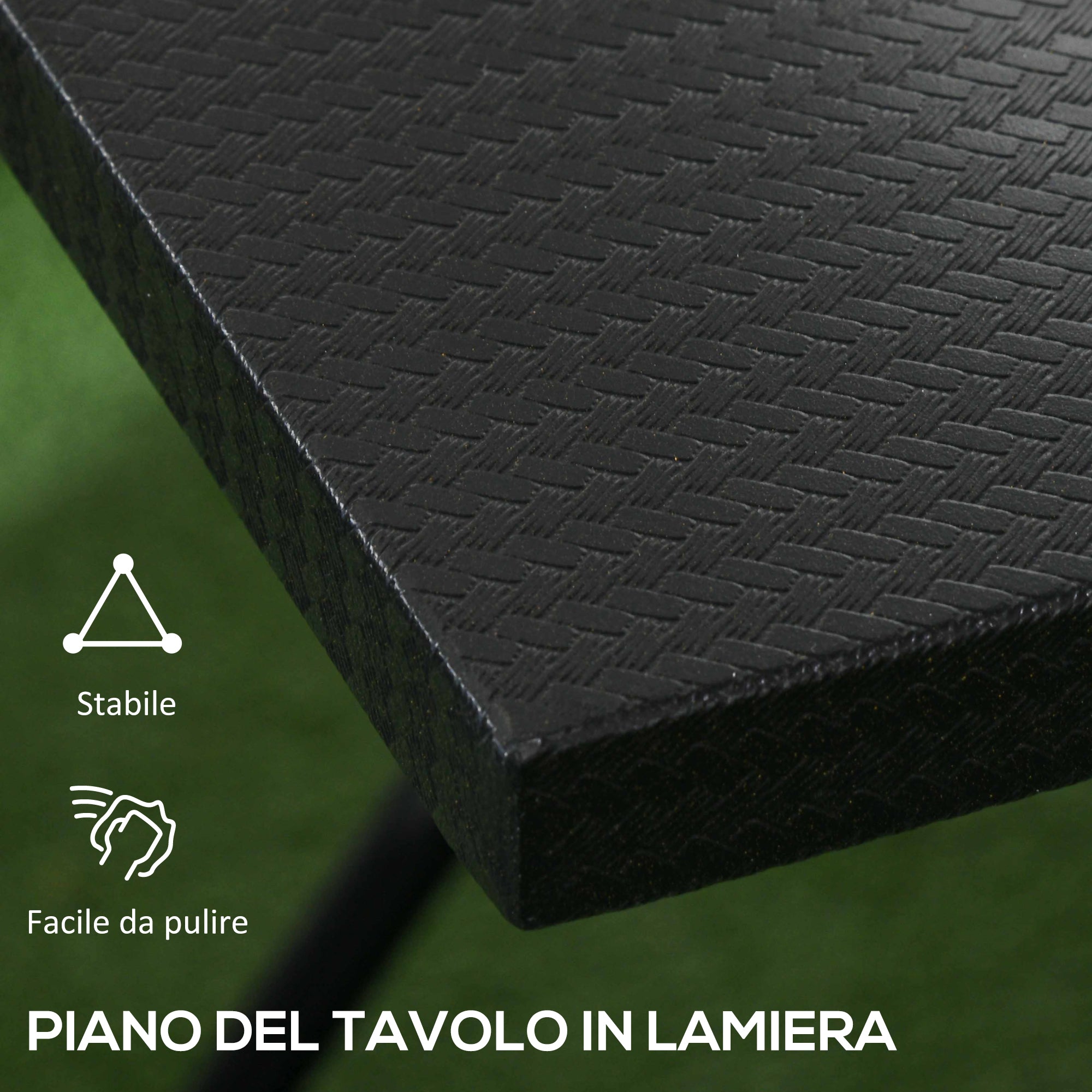 Square Foldable Table with Non-Slip Feet, Outdoor Steel Table, 60x60x71 cm, Black