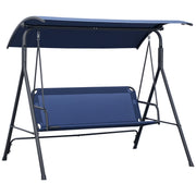 Garden Swing 3 Seater with Adjustable Canopy, Outdoor Swing with Breathable Texteline Seat and Metal Frame, Supports Up to 240 kg, 172x110x153 cm, Dark Blue