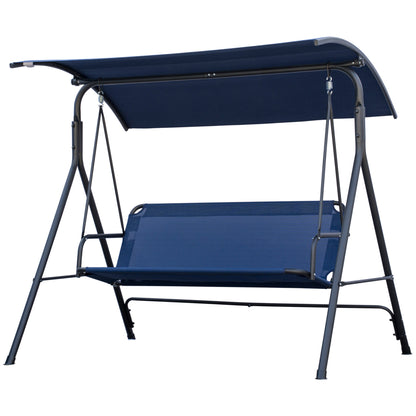 Garden Swing 3 Seater with Adjustable Canopy, Outdoor Swing with Breathable Texteline Seat and Metal Frame, Supports Up to 240 kg, 172x110x153 cm, Dark Blue